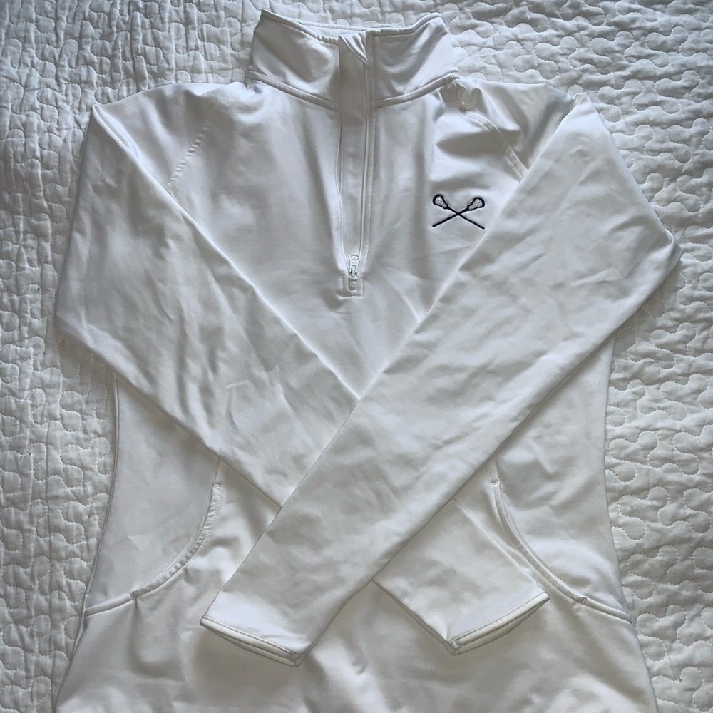 Women’s White Sport-Tek Lacrosse Quarter Zip in size XS